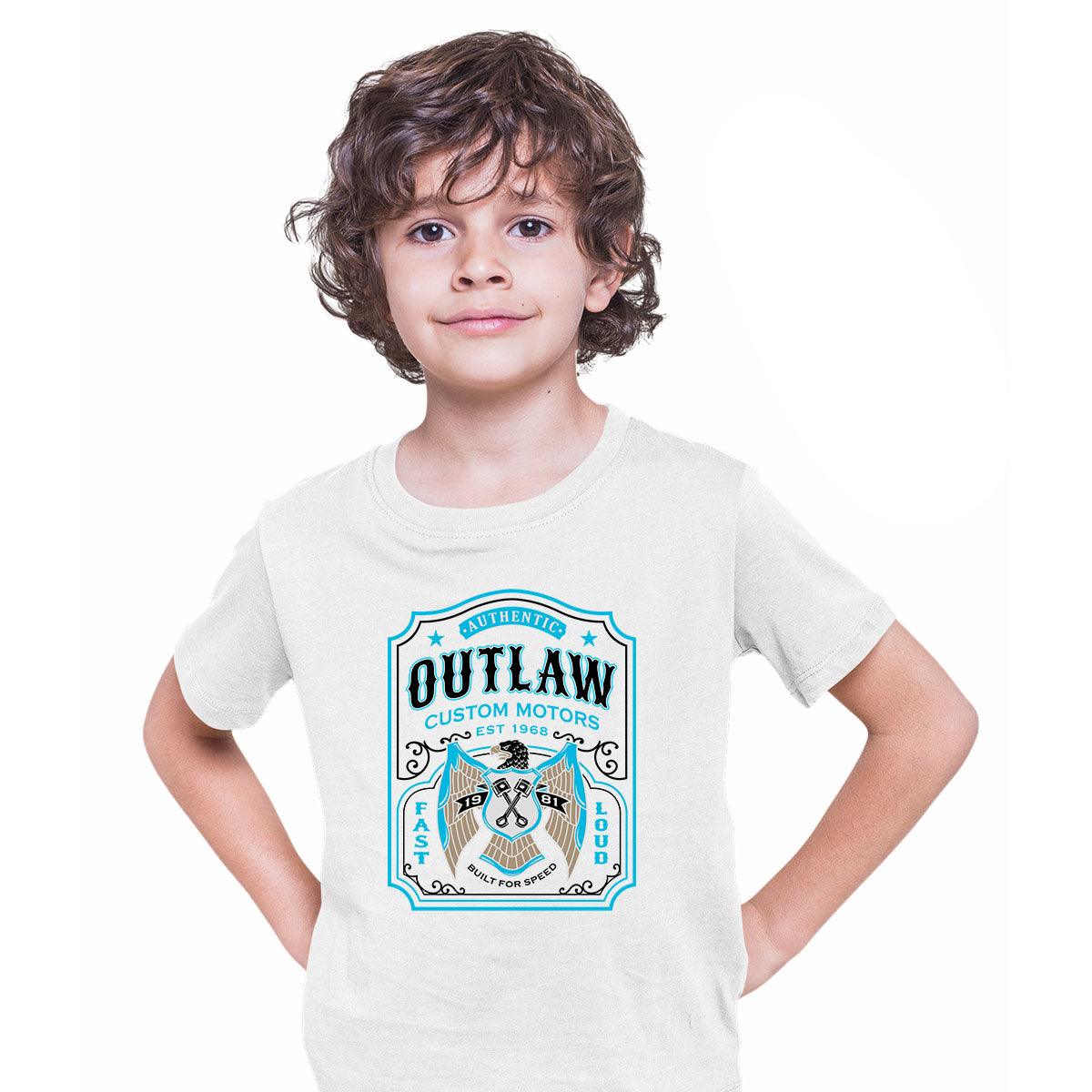 Biker Authentic Outlaw T-Shirt Motorbike Motorcycle Cafe Racer Chopper Bike T-shirt for Kids - Kuzi Tees