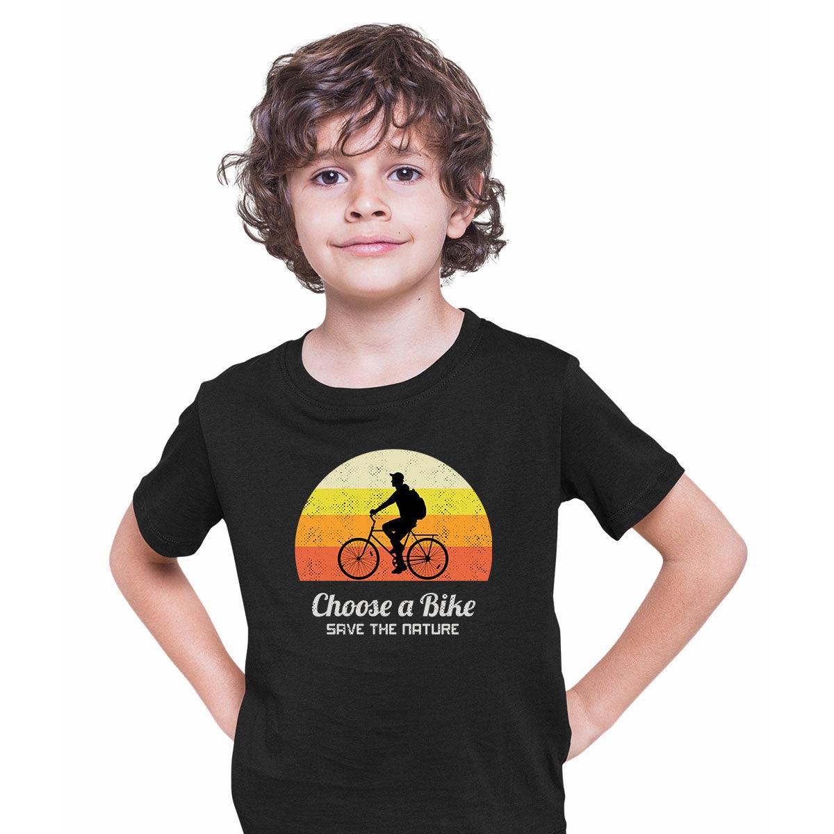 Cycling T-Shirt Choose a Bike-Save the nature Bicycle Racer Road T-shirt for Kids - Kuzi Tees