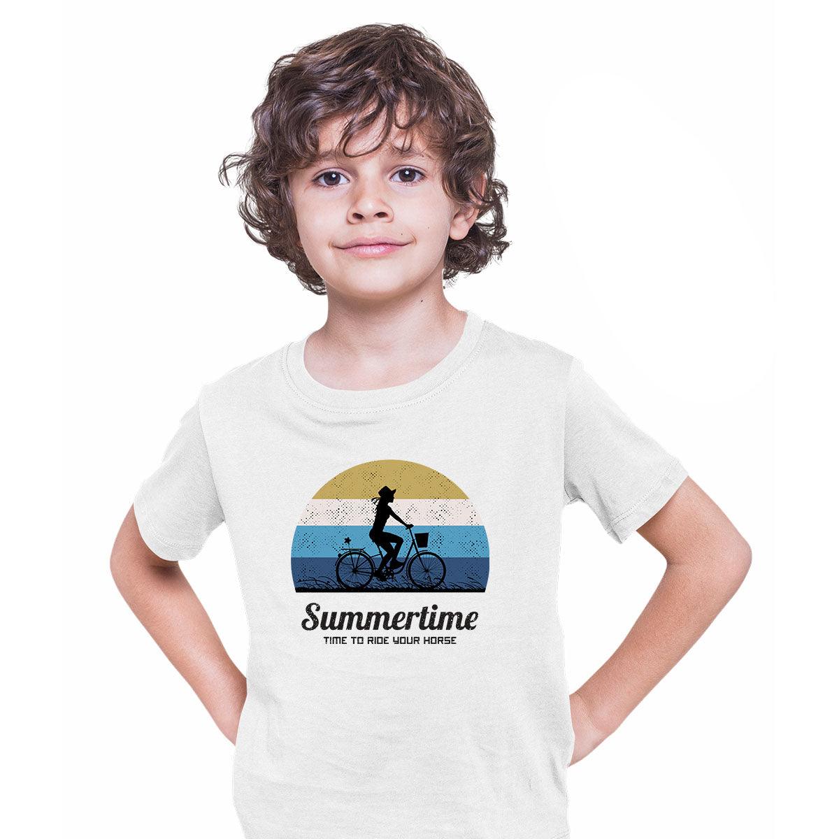 Cycling T-Shirt Summertime - Time to Ride Bicycle Racer Road T-shirt for Kids - Kuzi Tees