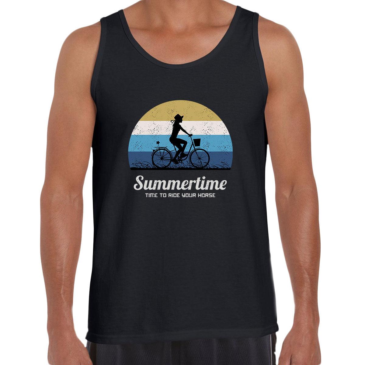 Cycling Summertime - Time to Ride Bicycle Racer Road Adult Unisex Tank Top - Kuzi Tees