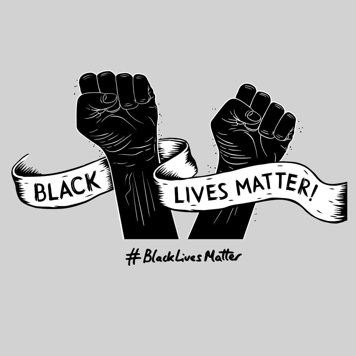 Black Lives Matter Anti-Racism Protest Black & White T-Shirt - Kuzi Tees