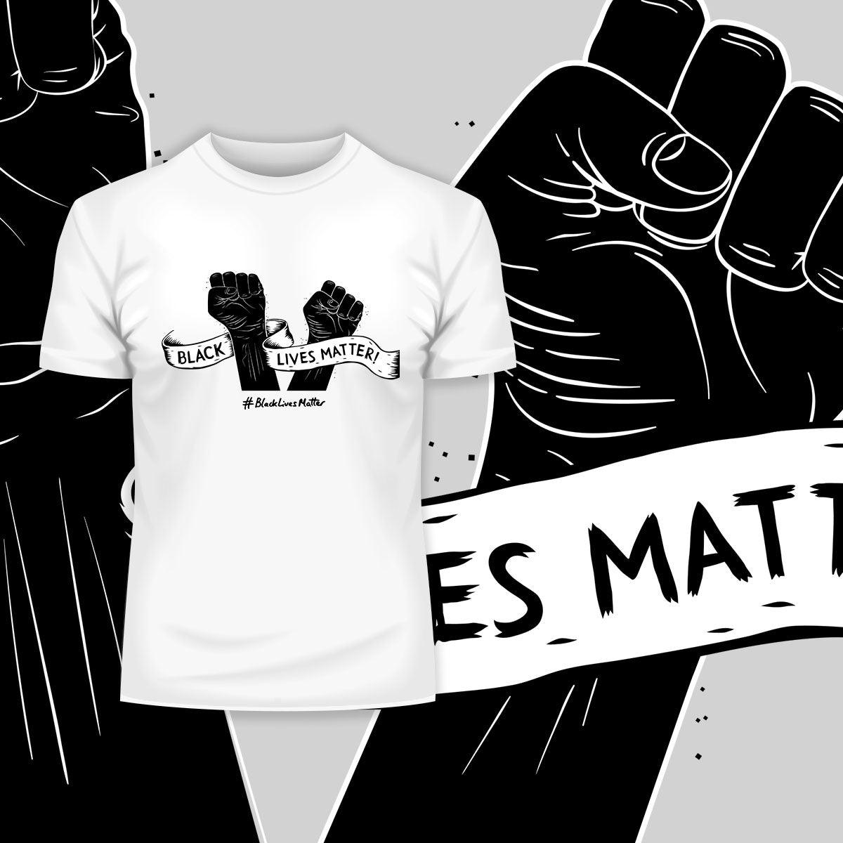 Black Lives Matter Anti-Racism Protest Black & White T-Shirt - Kuzi Tees