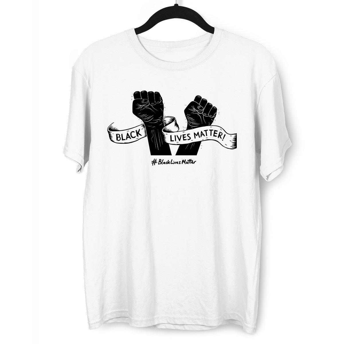 Black Lives Matter Anti-Racism Protest Black & White T-Shirt - Kuzi Tees