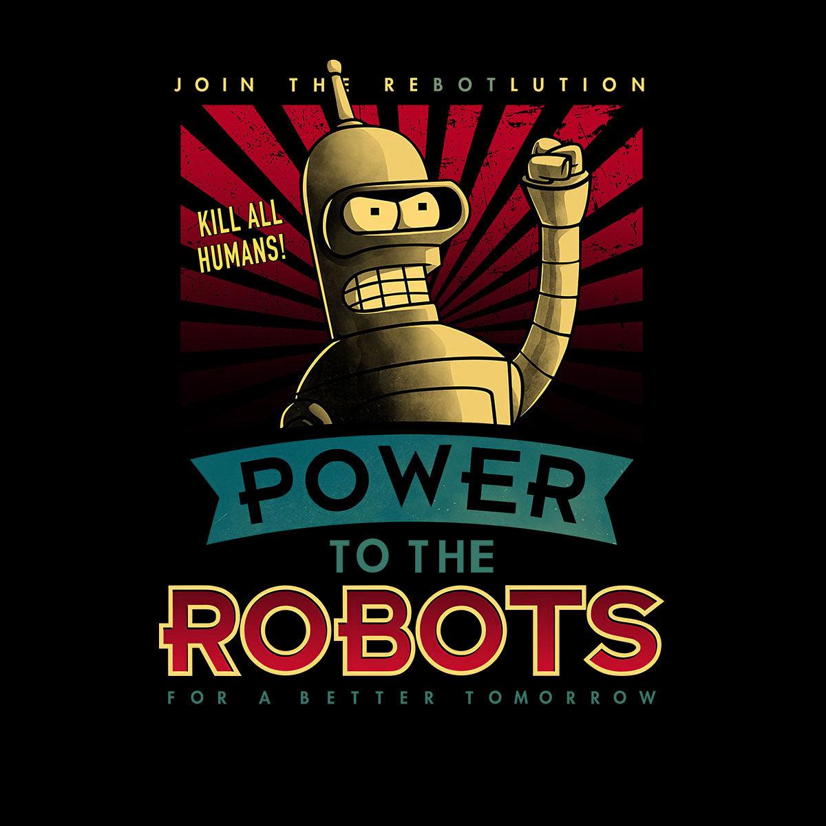 Futurama Bender T-shirt Power To The Robots Funny Cute Gifts - Kuzi Tees