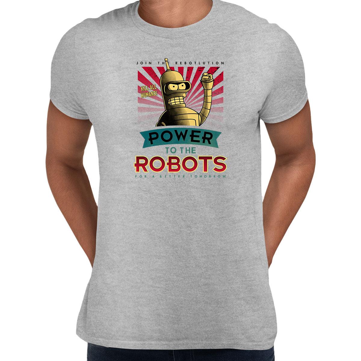 Futurama Bender T-shirt Power To The Robots Funny Cute Gifts - Kuzi Tees