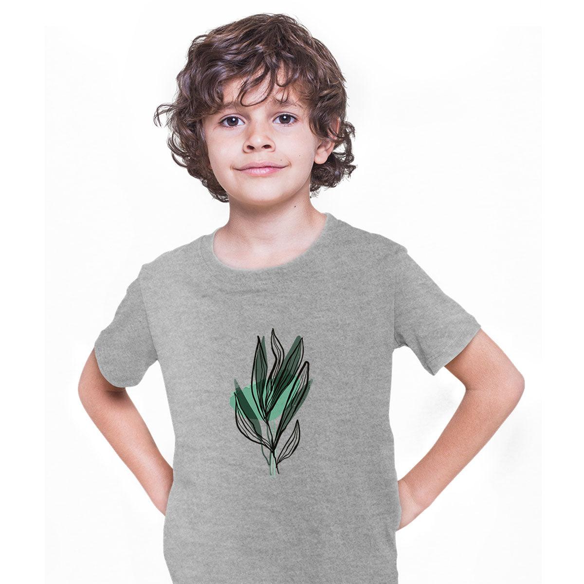 Botanical Leaf Floral T-Shirt Summer Colorful Art Print Plant Abstract T-shirt for Kids - Kuzi Tees