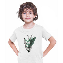 Botanical Wild Leaf Design T-Shirt Colorful Art Print Plant Abstract T-shirt for Kids - Kuzi Tees