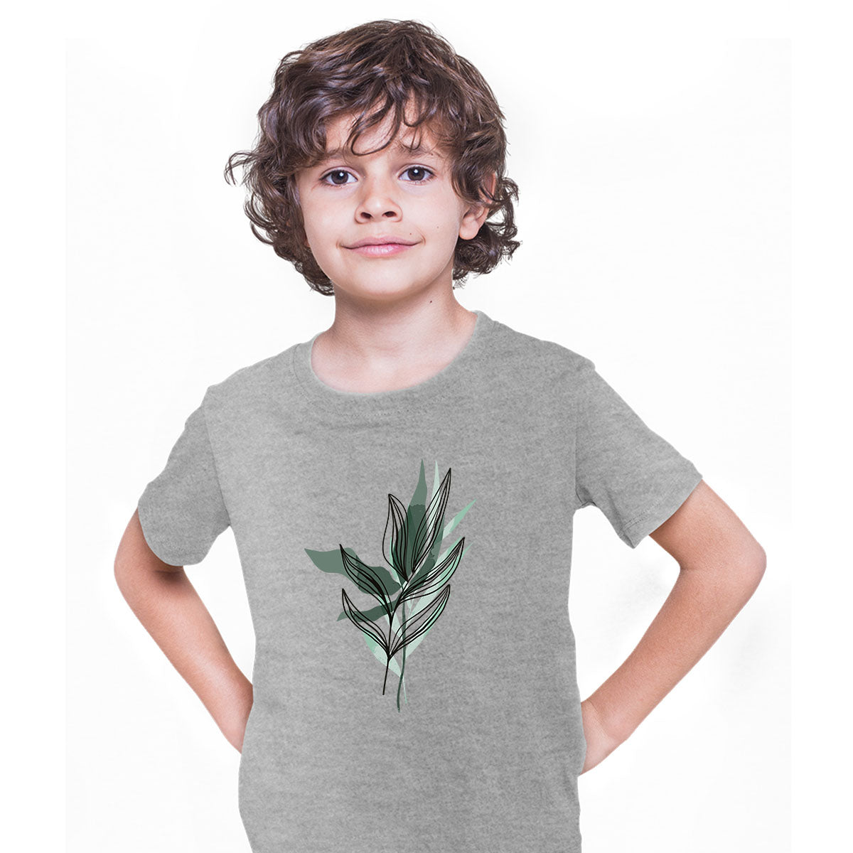 Summer Leaf Floral T-Shirt Colorful Art Print Botanical Plant Abstract T-shirt for Kids - Kuzi Tees