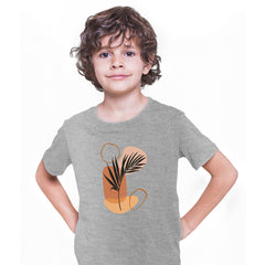 Minimal Botanical Plant Art Print T-Shirt Abstract Flower Short Round Neck Funny T-shirt for Kids - Kuzi Tees