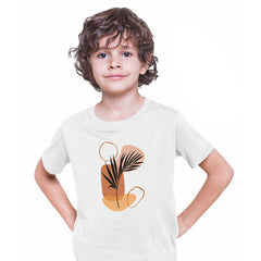 Minimal Botanical Plant Art Print T-Shirt Abstract Flower Short Round Neck Funny T-shirt for Kids - Kuzi Tees