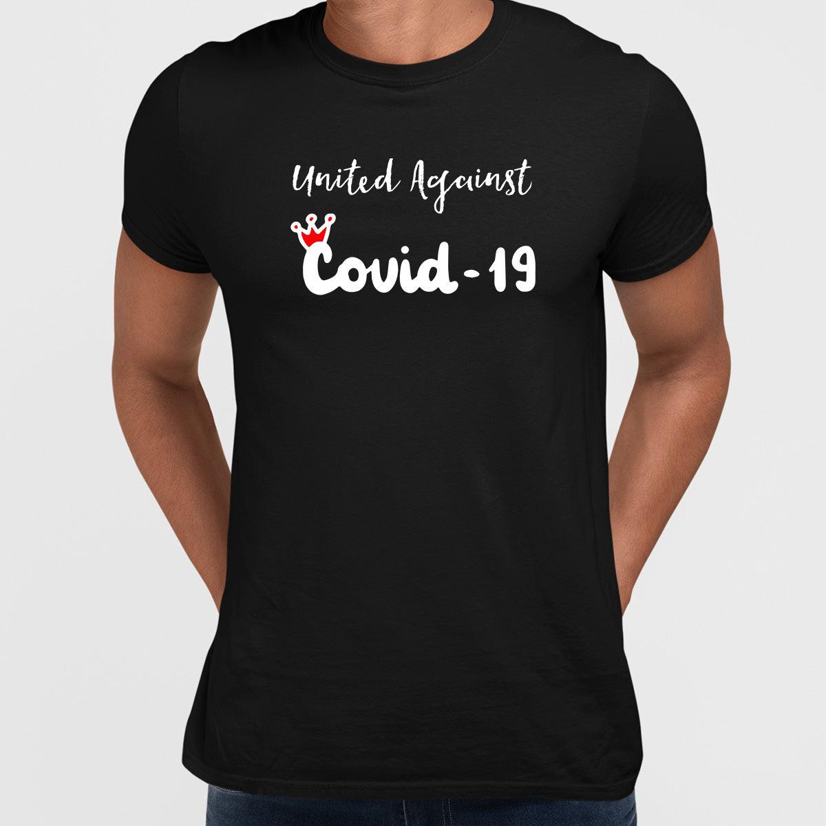 Covid19 United Against Covid 19 - Black White & Black T-shirt - Kuzi Tees