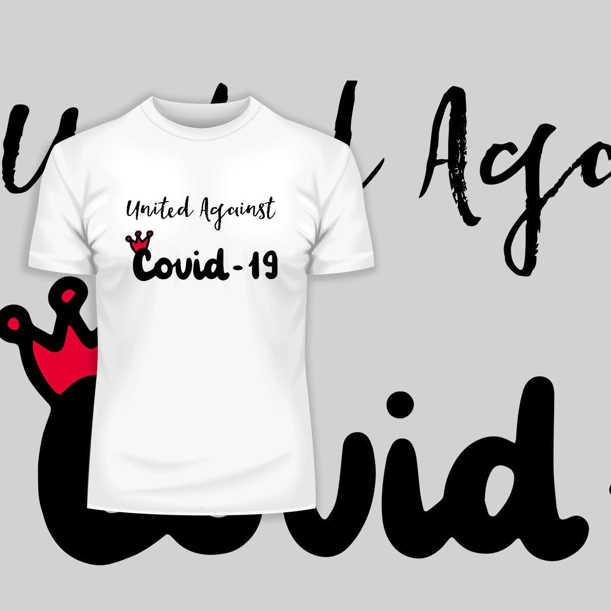 Covid19 United Against Covid 19 - Black White & Black T-shirt - Kuzi Tees