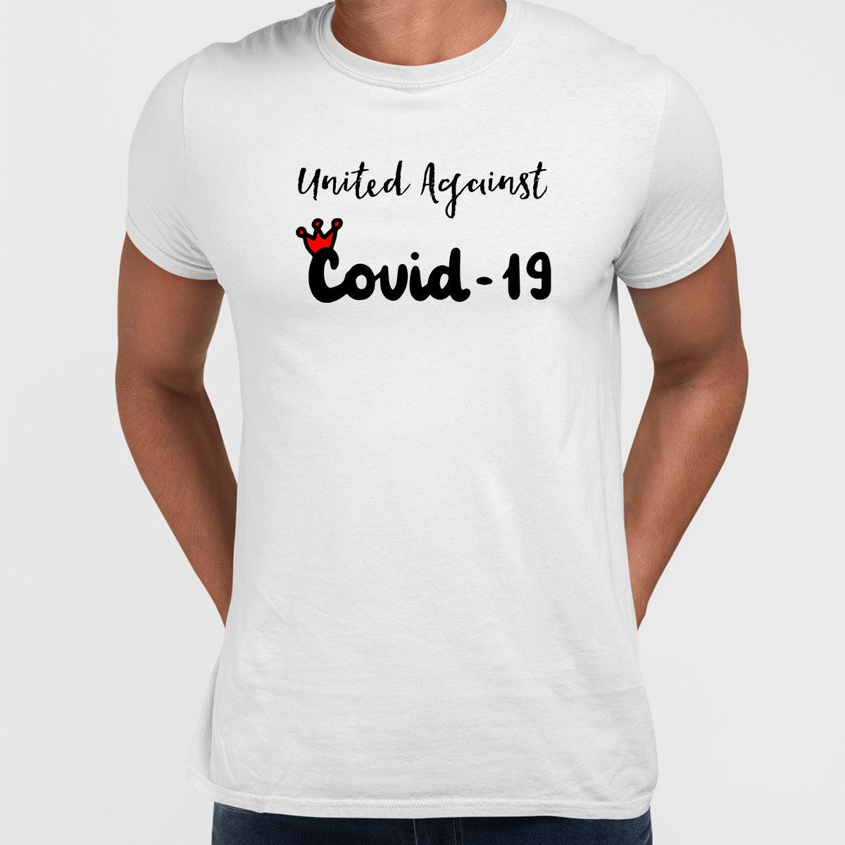 Covid19 United Against Covid 19 - Black White & Black T-shirt - Kuzi Tees