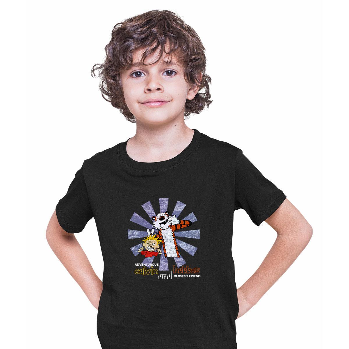 Calvin and Hobbes Retro Tee Action Adventure Funny Gift Typography T-shirt for Kids - Kuzi Tees