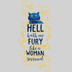 Hell Hath No Fury Like A Woman Scorned Typography T-Shirt - Kuzi Tees