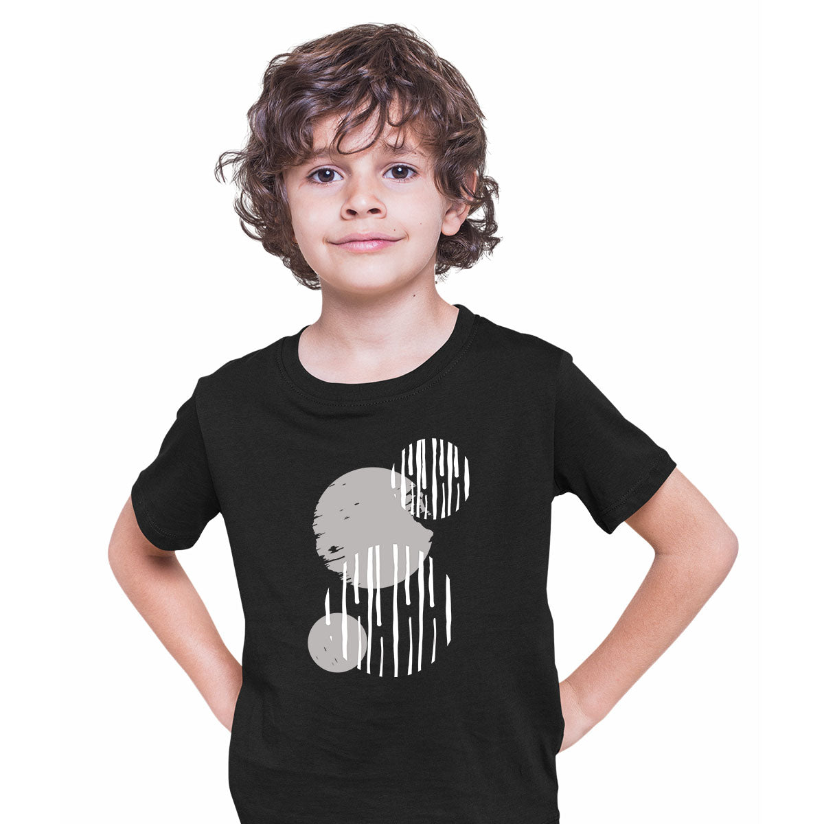 Modern Art Circles T-Shirt Print Abstract Short Round Neck Funny Birthday Gift T-shirt for Kids - Kuzi Tees