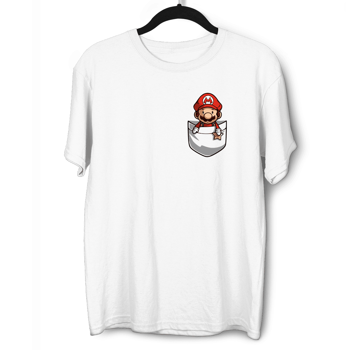 Cute Super Mario in the pocket Nintendo SNES for All retro Minds White M Unisex T-Shirt - Discounted - Kuzi Tees