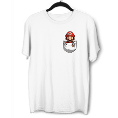 Cute Super Mario in the pocket Nintendo SNES for All retro Minds White M Unisex T-Shirt - Discounted - Kuzi Tees