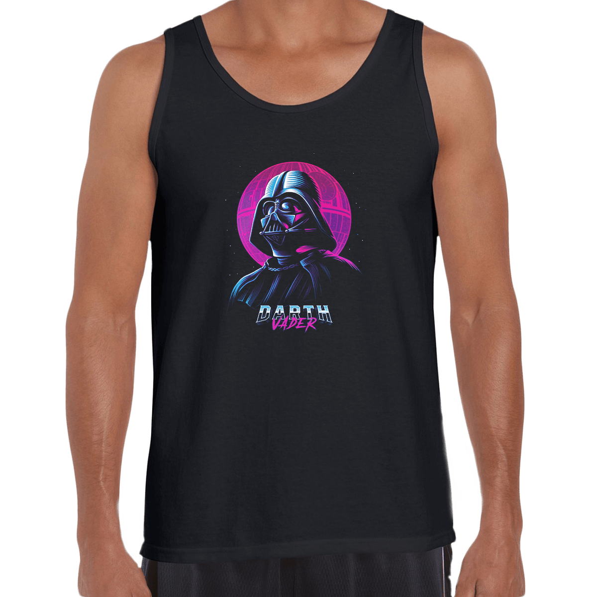 Iconic Darth Vader Death Star Movie Neon Punk Retro Black Tank Top - Kuzi Tees