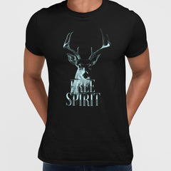 Deer A stag with attitude - Halftone Animal Free Spirit T-Shirt - Kuzi Tees