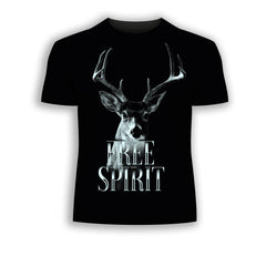 Deer A stag with attitude - Halftone Animal Free Spirit T-Shirt - Kuzi Tees