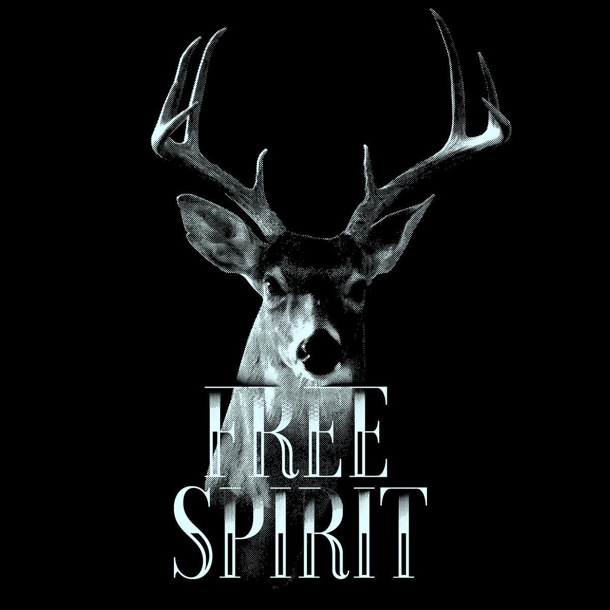 Deer A stag with attitude - Halftone Animal Free Spirit T-Shirt - Kuzi Tees