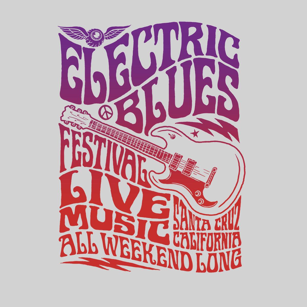 Electric Blues Live Music festival Santa Cruz California Typography Unisex T-shirt - Kuzi Tees