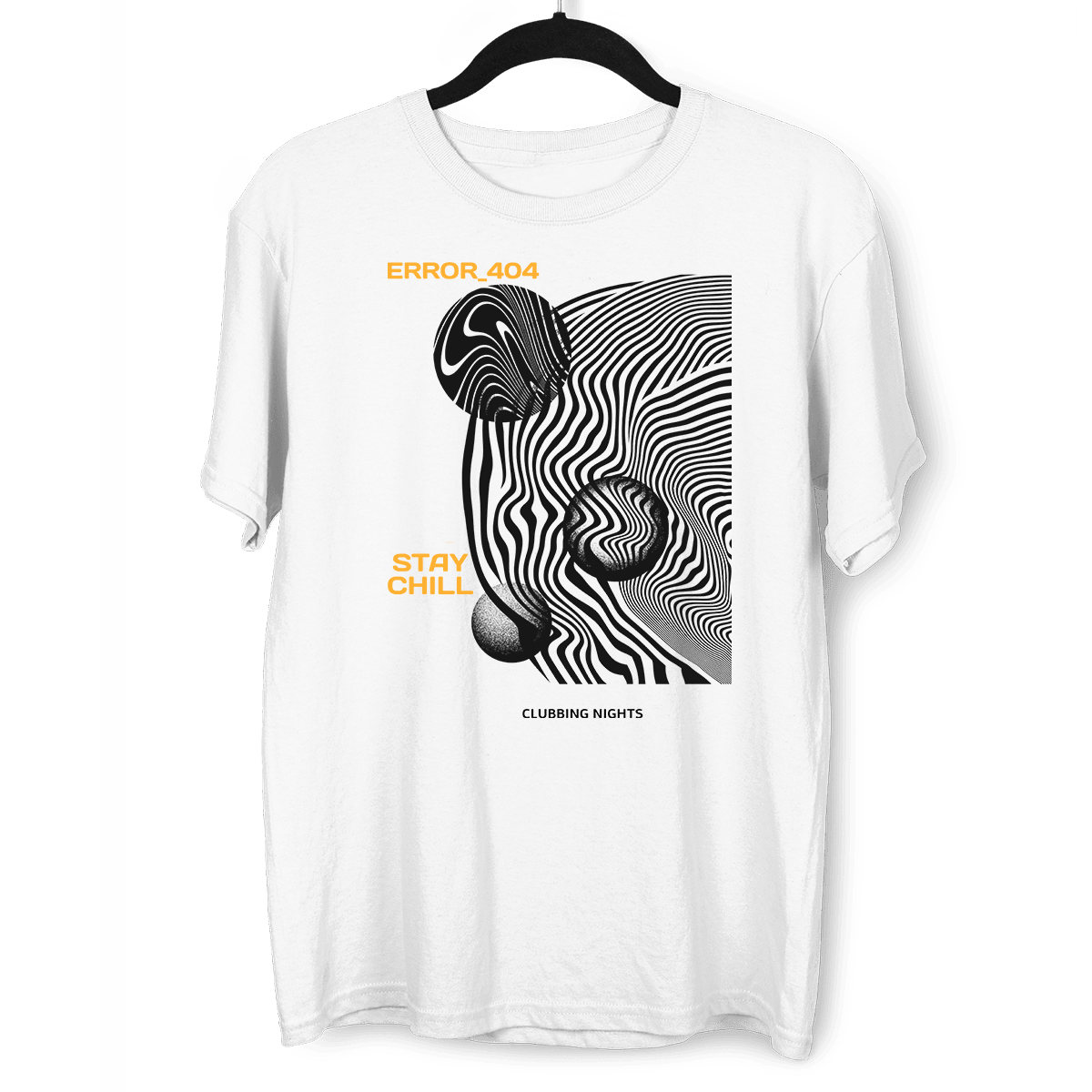 Error-404-Stay Chill Clubbing Nights Abstract Surreal Elements Crew Neck T-shirt - Kuzi Tees
