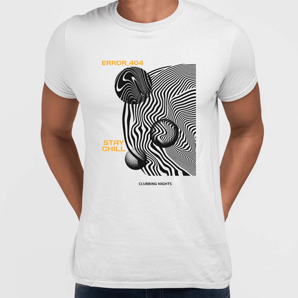 Error-404-Stay Chill Clubbing Nights Abstract Surreal Elements Crew Neck T-shirt - Kuzi Tees