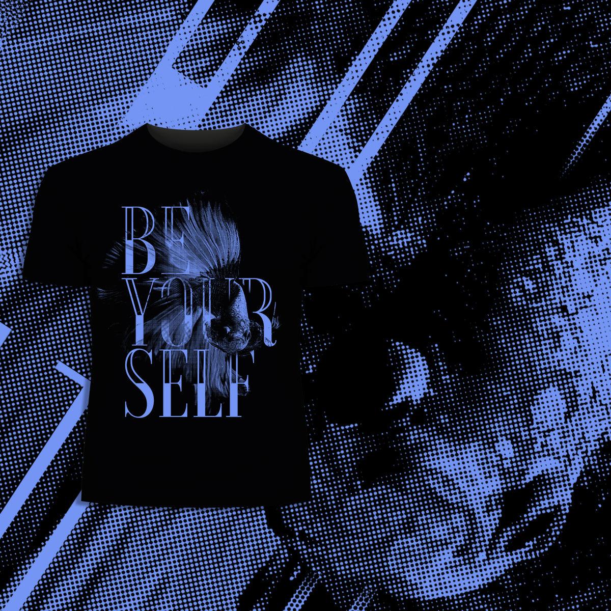 Fish Motto We Should Follow Halftone Animal Be Your Self T-Shirt - Kuzi Tees