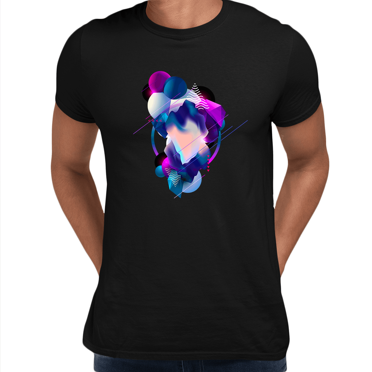 Floating 3D Fluid Abstract Geometric Elements Unique T-Shirt - Kuzi Tees