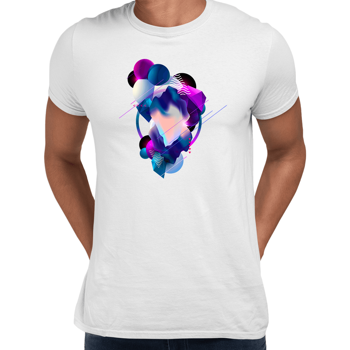Floating 3D Fluid Abstract Geometric Elements Unique T-Shirt - Kuzi Tees
