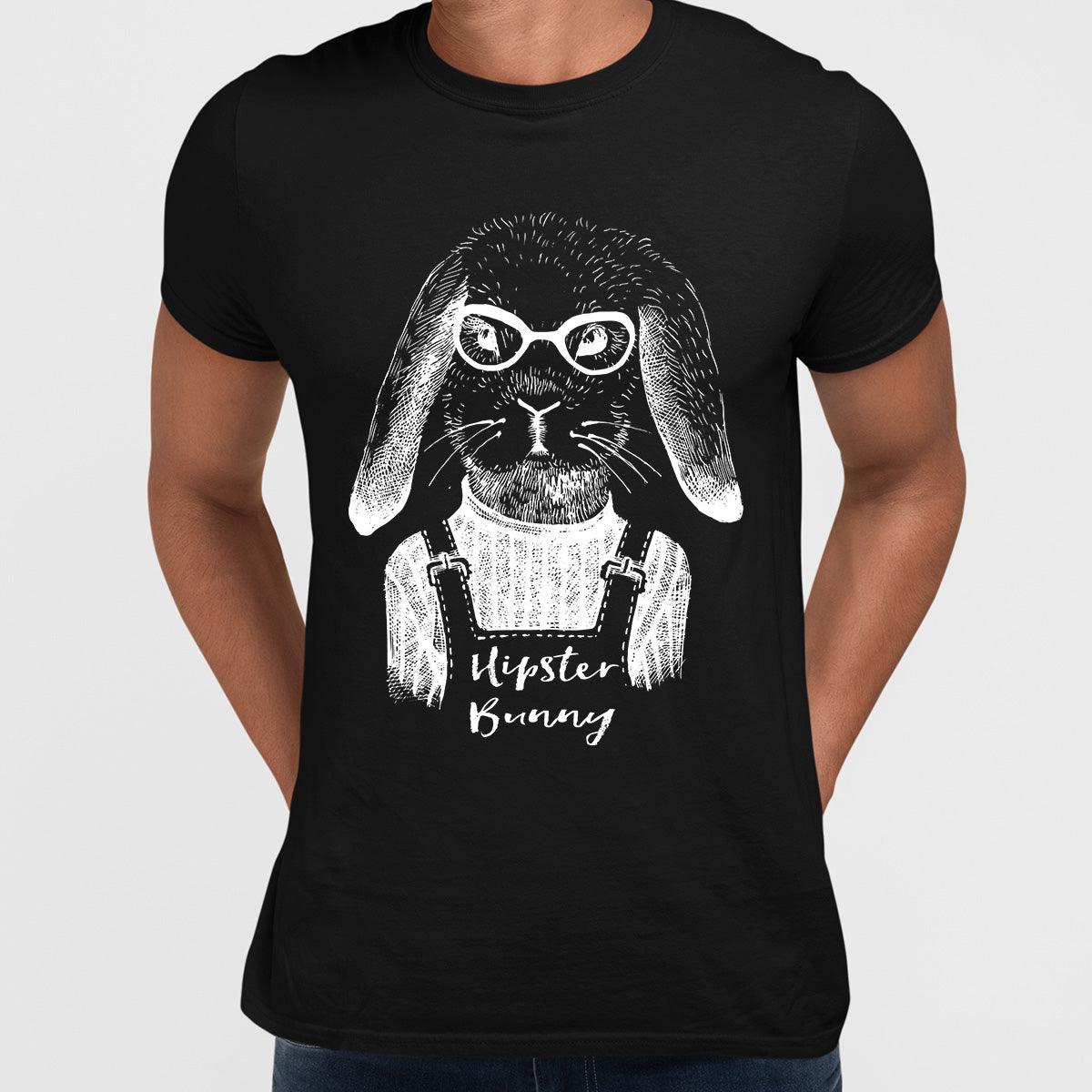 Funny Hipster Bunny Hand Drawn Animal T-shirt Available in Grey White & Black - Kuzi Tees
