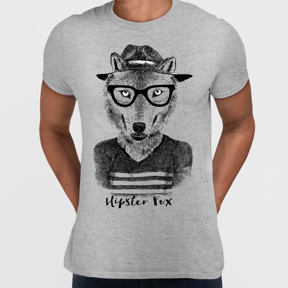 Funny Hipster Fox Hand Drawn Animal T-shirt Available in Grey White & Black - Kuzi Tees