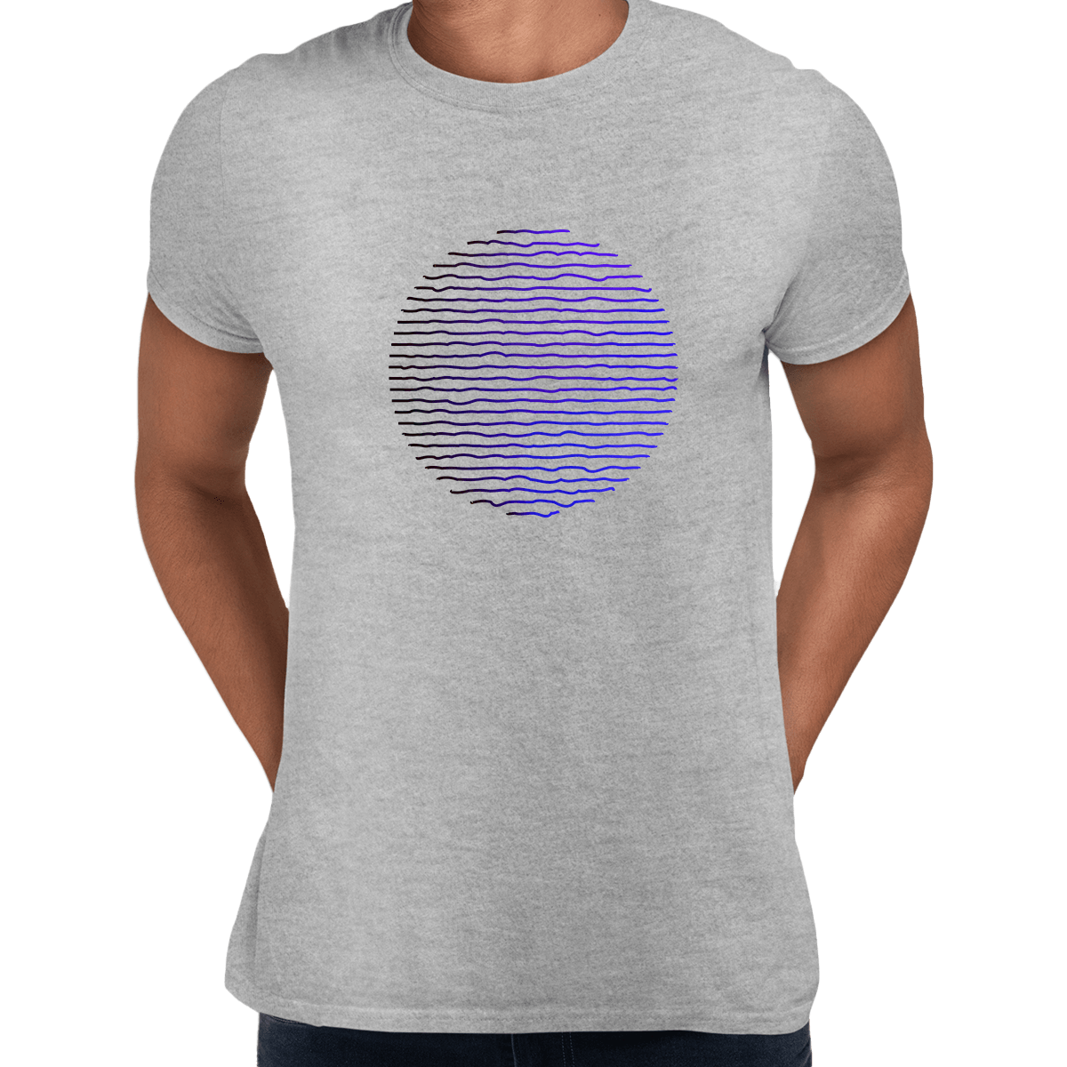 Futuristic Circular Wave Gradient Sphere Liquid 3D Defect Unisex Male T-shirt - Kuzi Tees