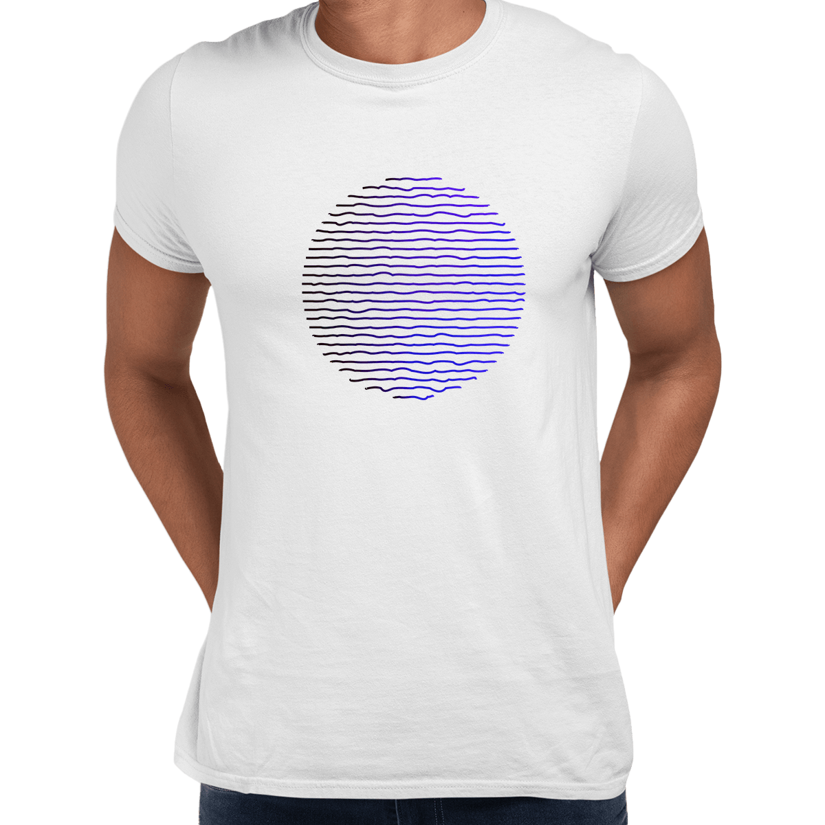 Futuristic Circular Wave Gradient Sphere Liquid 3D Defect Unisex Male T-shirt - Kuzi Tees