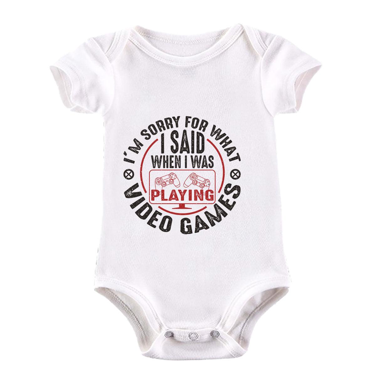 Gaming T-Shirt Old School Gamer Retro Video I am Sorry What I said Baby & Toddler Body Suit - Kuzi Tees