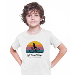 Cycling T-Shirt Girls on Bikes Hottest legs Bicycle Racer Road T-shirt for Kids - Kuzi Tees