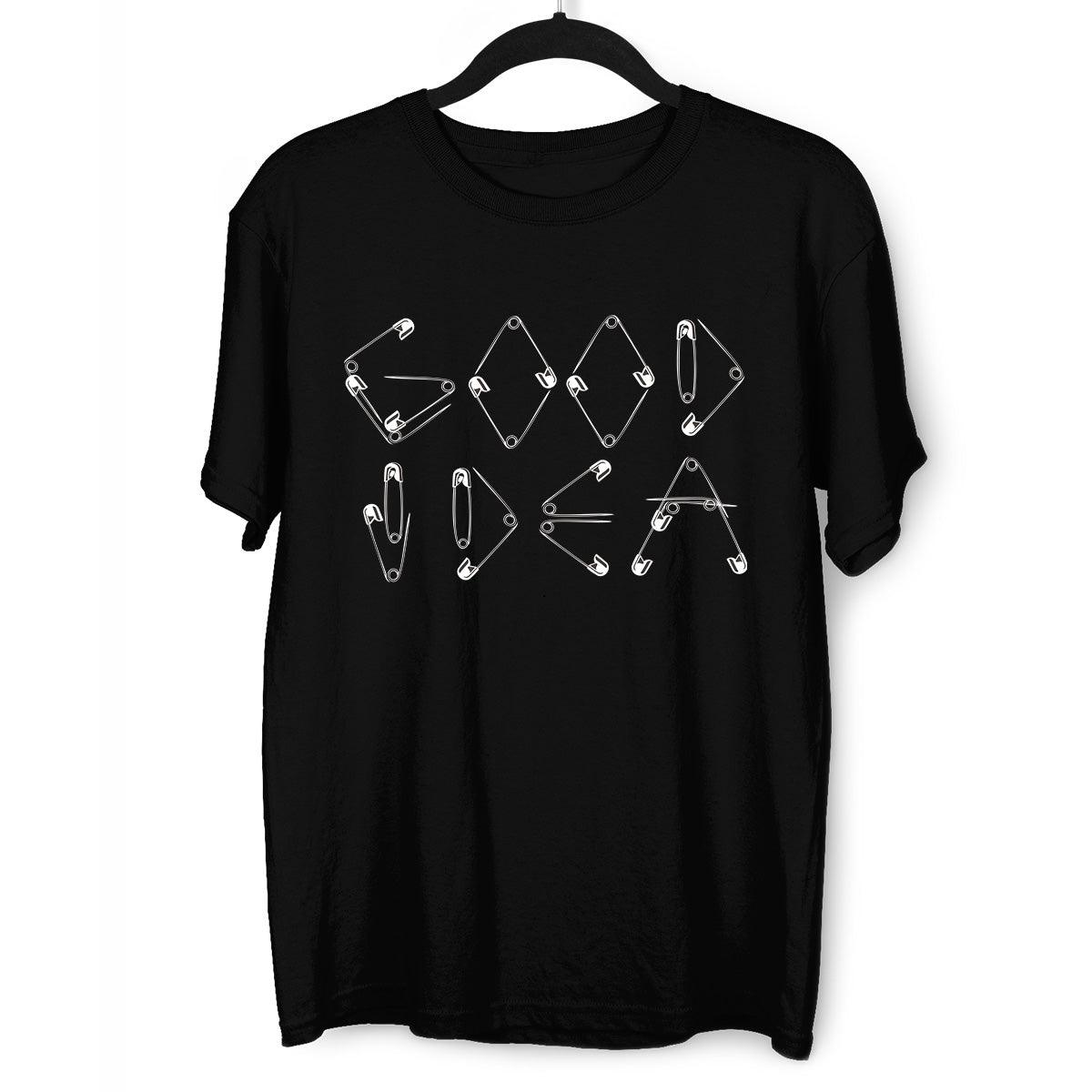 Good Idea - Good Idea Safety Pin funny Black White & Grey Unisex t-shirt - Kuzi Tees