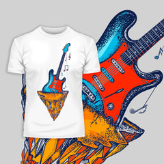 Retro Old Skool - Guitar & Mountains Rock Music Print - Kuzi Tees