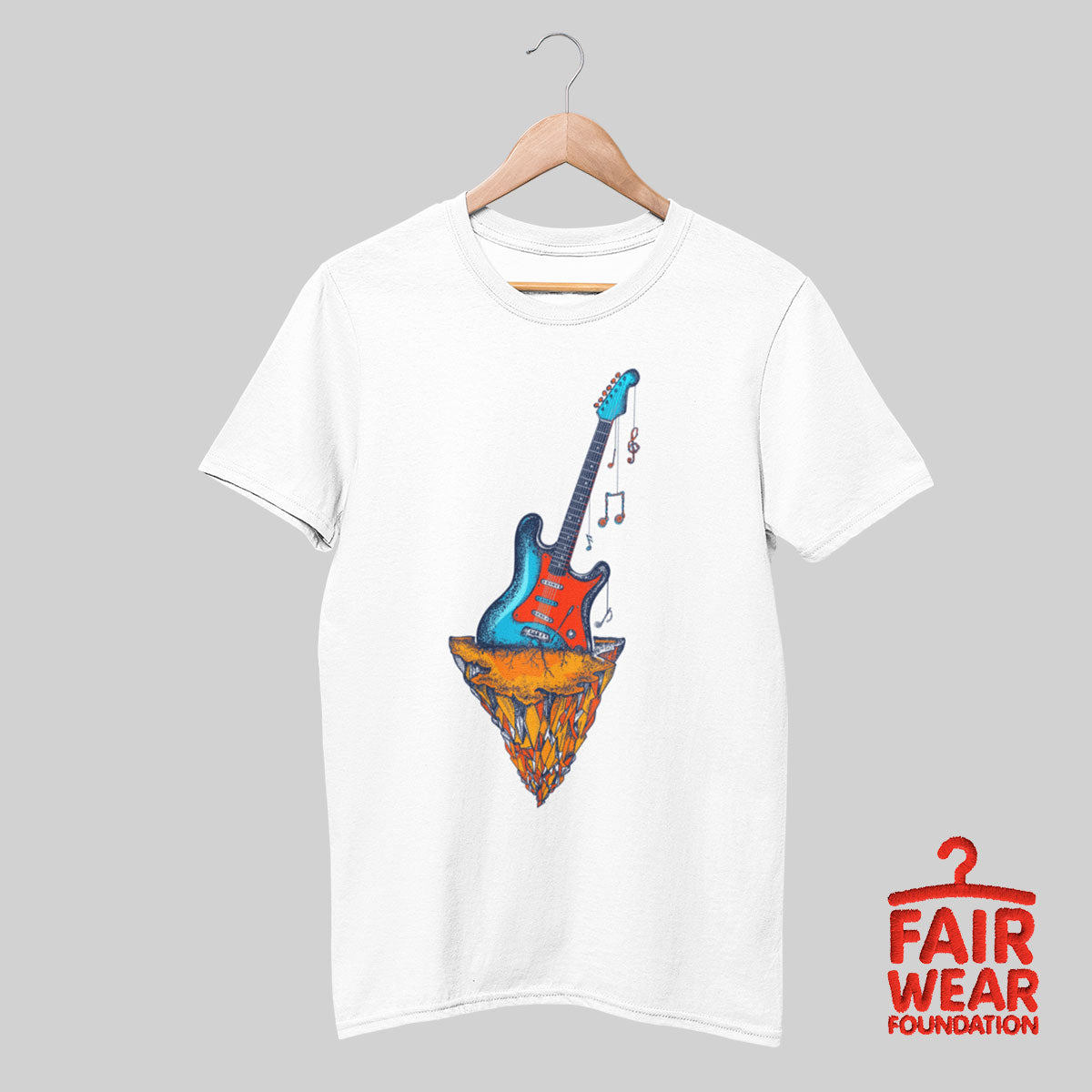 Retro Old Skool - Guitar & Mountains Rock Music Print - Kuzi Tees