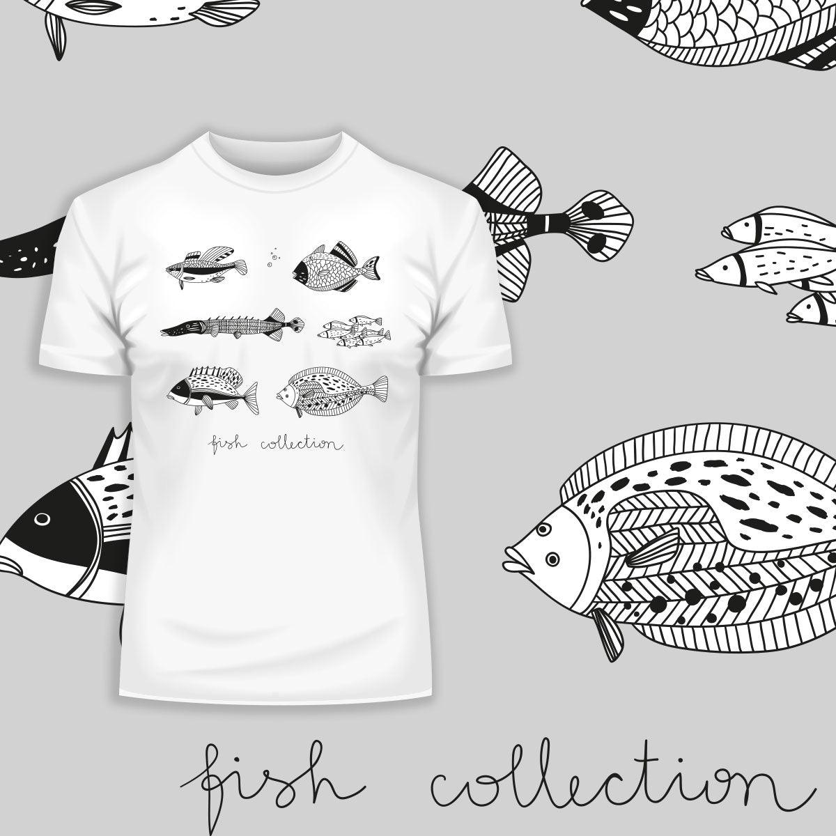 Hand Drawn 6 Fish Collection - Kuzi Tees