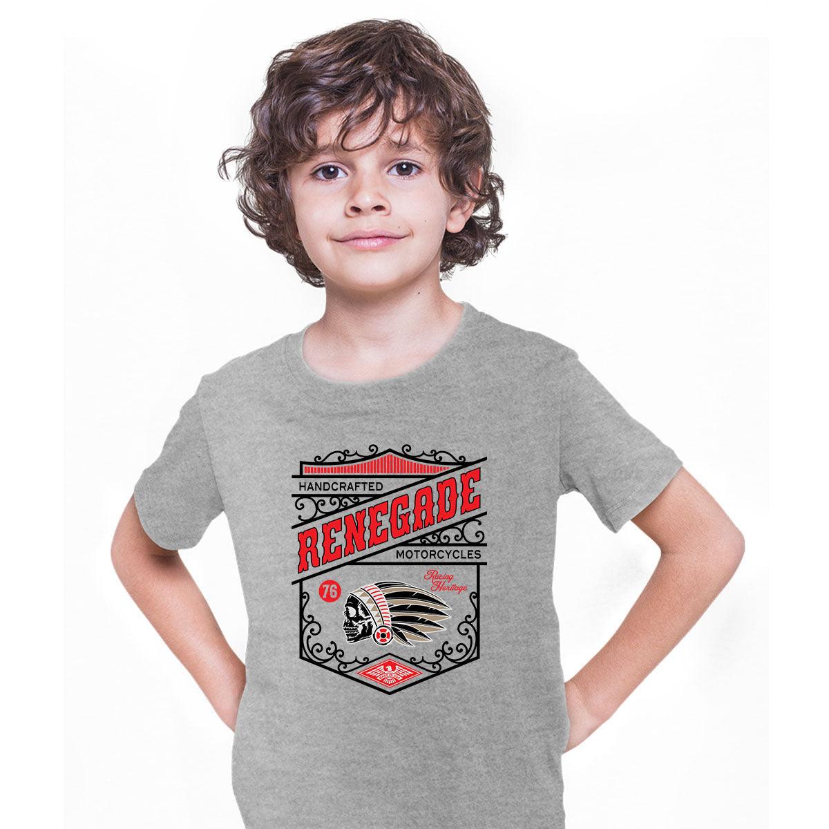 Biker Handcrafted Renegade Motorcycles Funny Skull T-shirt for Kids - Kuzi Tees