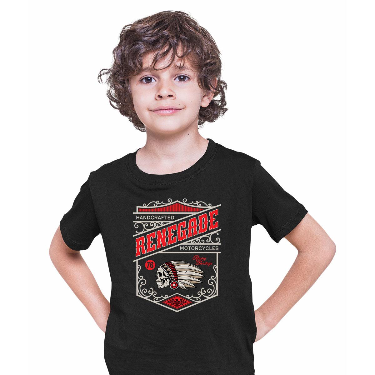 Biker Handcrafted Renegade Motorcycles Funny Skull T-shirt for Kids - Kuzi Tees