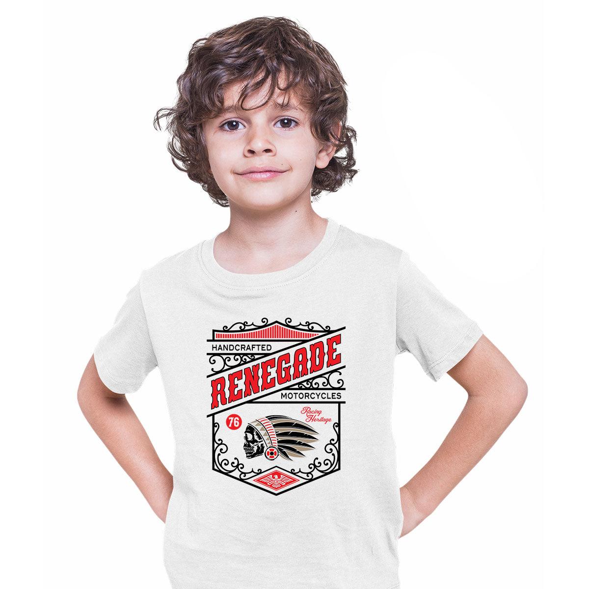 Biker Handcrafted Renegade Motorcycles Funny Skull T-shirt for Kids - Kuzi Tees