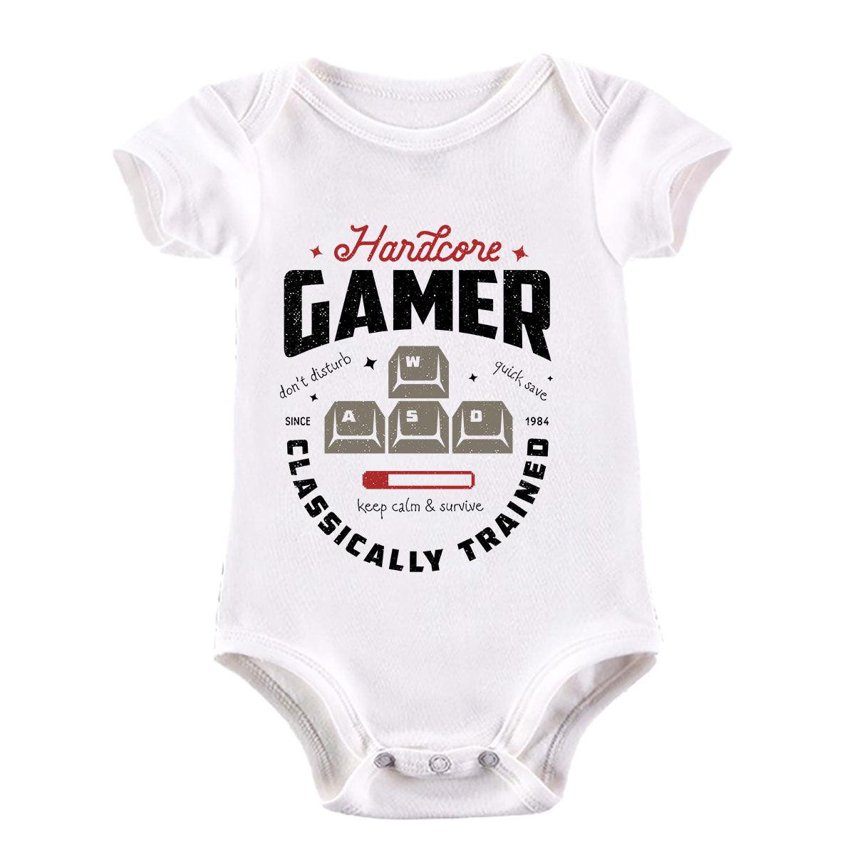 Gaming T-Shirt Old School Gamer Retro Video Game Hardcore Gamer Baby & Toddler Body Suit - Kuzi Tees