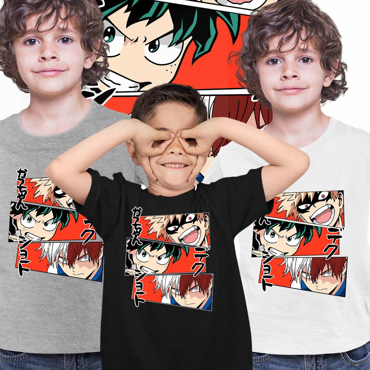 Anime My Hero Academia Katsuki Bakugo Midoriya Izuku And Shoto Todoroki T-shirt Anime Manga Kids T-shirt