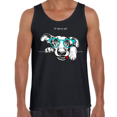 Hip Hop T-Shirt Dog with the Glasses Black Tank Top - Kuzi Tees