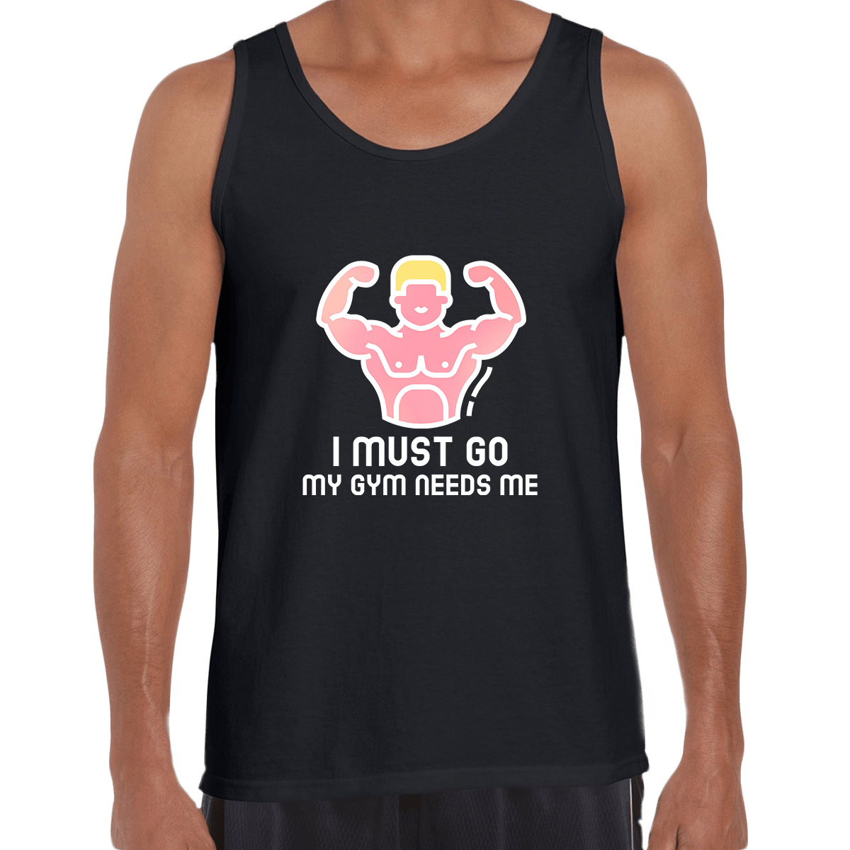 I Must Go - My Gym Need m Unisex Black Tank Top - Kuzi Tees