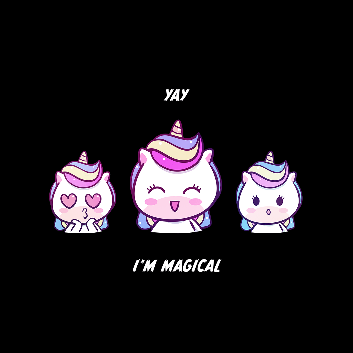 I am Magical Unicorn Emoji OMG YAY Face Expression Mobile T-Shirt - Kuzi Tees